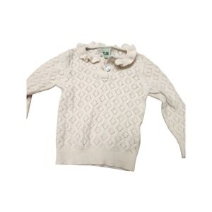 FUB Baby Girls Cream Knit Diamond Pattern Button Collared Sweater 6 Months